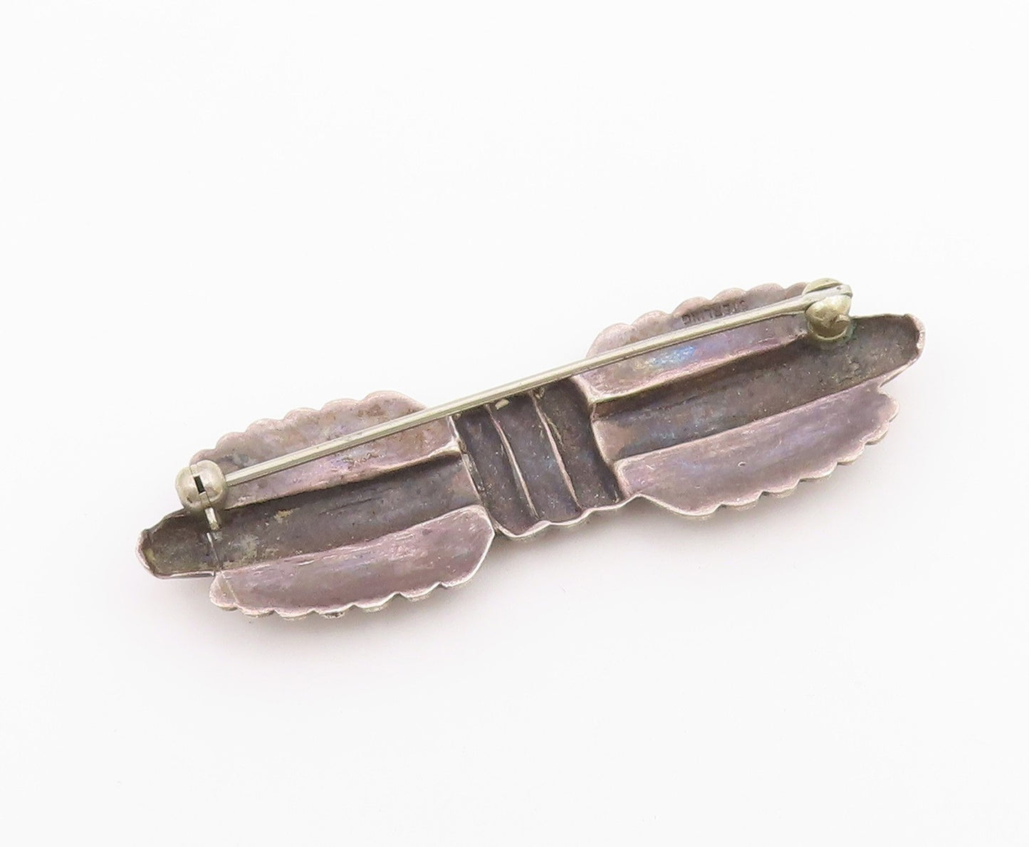 SOUTHWESTERN 925 Sterling Silver Vintage Bow Design Smooth Brooch Pin BP8893