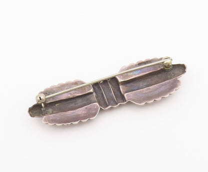 SOUTHWESTERN 925 Sterling Silver Vintage Bow Design Smooth Brooch Pin BP8893