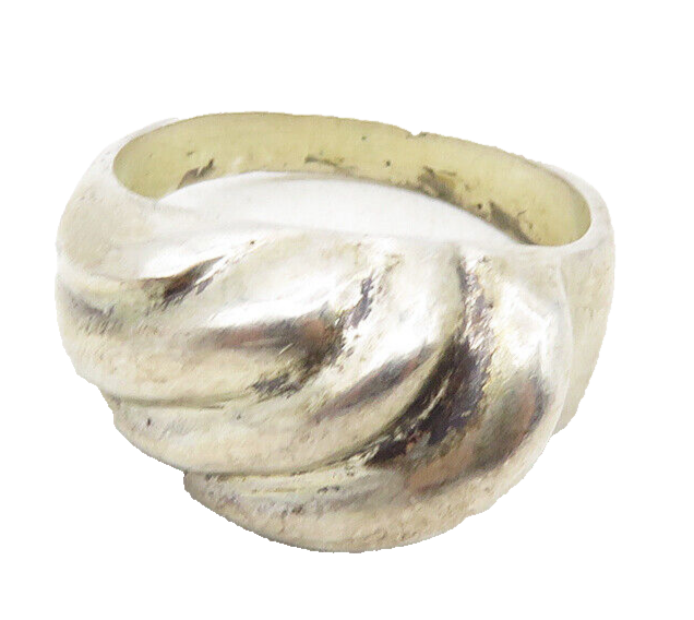 MEXICO 925 Sterling Silver  Vintage Shiny Fluted Dome Band Ring Sz 6.5  RG9757