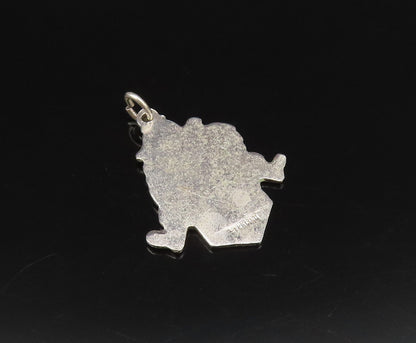 925 Sterling Silver  Vintage Enamel Santa Claus On Chimney Pendant  PT21688