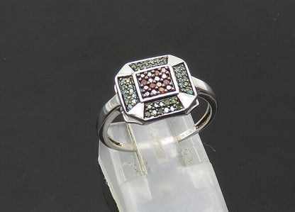 925 Sterling Silver  Vintage Genuine Diamonds Shiny Band Ring Sz 6.5  RG21132