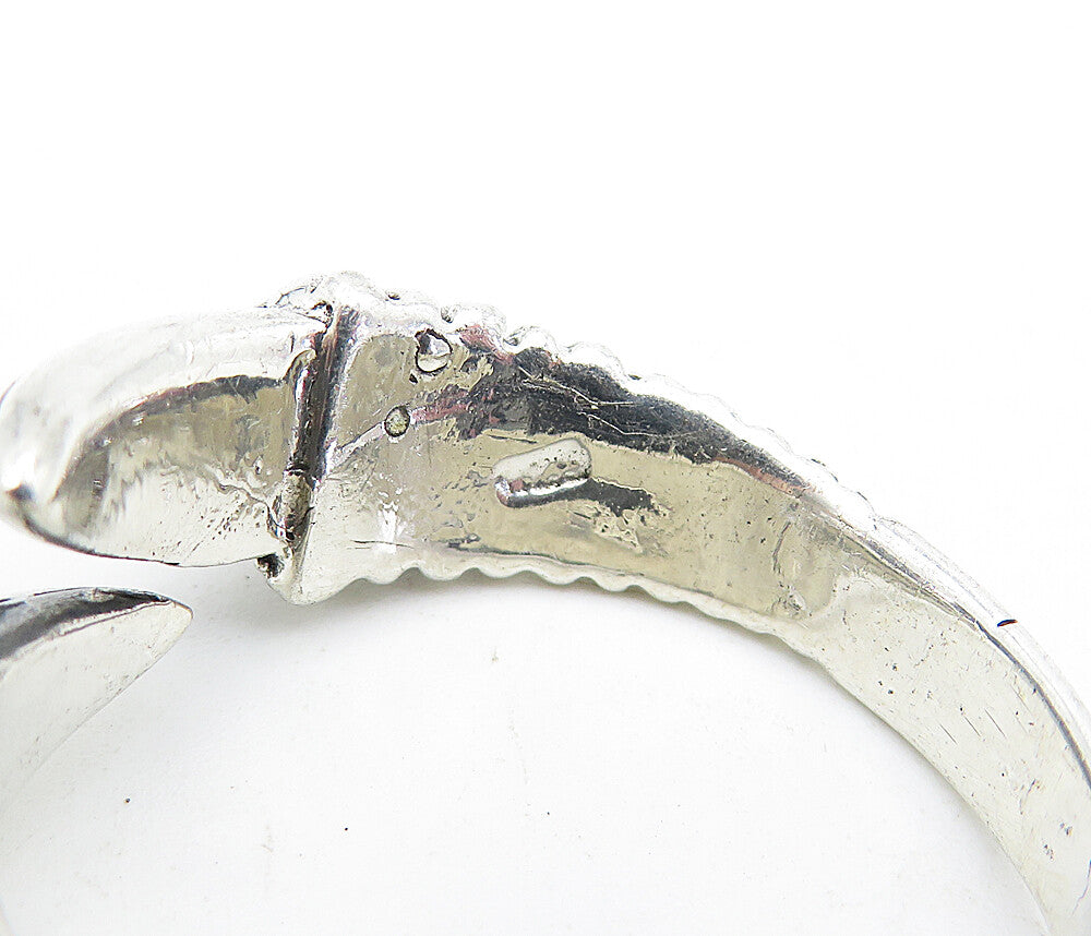 925 Sterling Silver  Vintage Shiny Bird Claw Bypass Band Ring Sz 13  RG5106