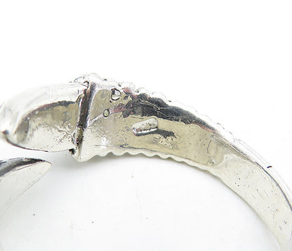 925 Sterling Silver  Vintage Shiny Bird Claw Bypass Band Ring Sz 13  RG5106
