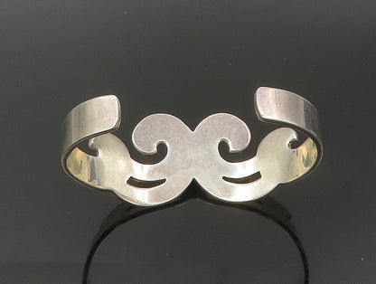 MEXICO 925 Sterling Silver Vintage Black Onyx Swirl Cuff Bracelet BT1379