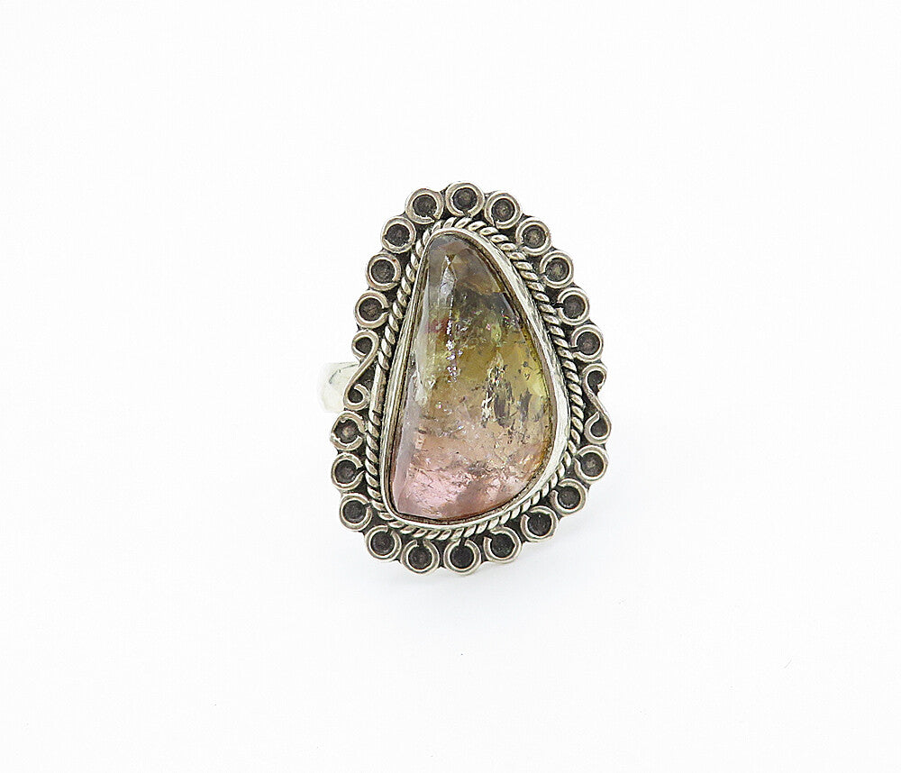 925 Sterling Silver  Brown Amber Swirl Twist Cocktail Ring Sz 8.5  RG8009