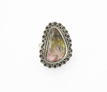925 Sterling Silver  Brown Amber Swirl Twist Cocktail Ring Sz 8.5  RG8009