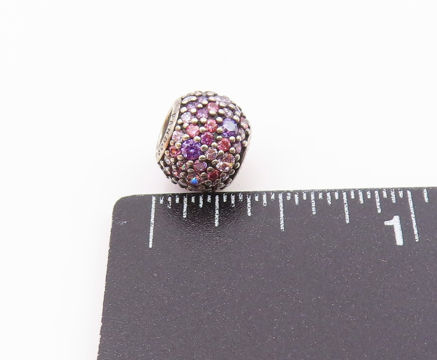 PANDORA 925 Sterling Silver  Vintage Pink & Purple Topaz Slide Pendant PT17351