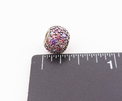 PANDORA 925 Sterling Silver  Vintage Pink & Purple Topaz Slide Pendant PT17351