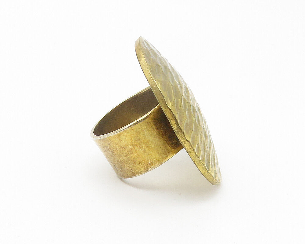925 Sterling Silver  Vintage Shiny Textured Round Cocktail Ring Sz 7  RG10813