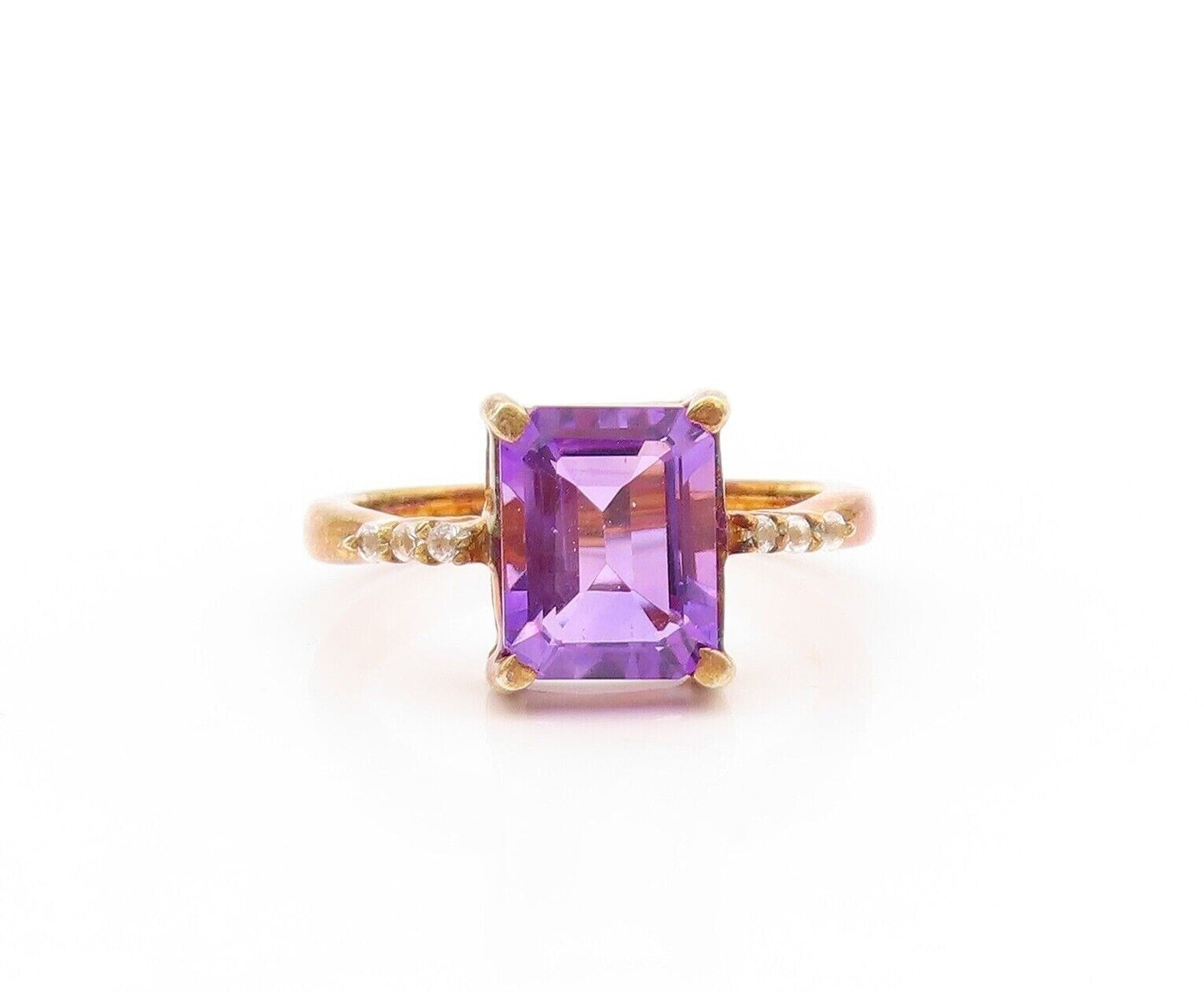 925 Sterling Silver Vintage Ring Gold Plated Amethyst & Topaz  Sz 7  RG30021
