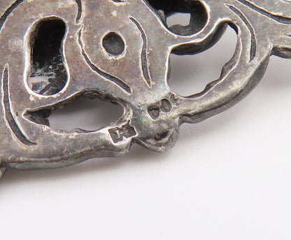 925 Sterling Silver Vintage Brooch Pin Classic Scrollwork Foliage Motif  BP12656
