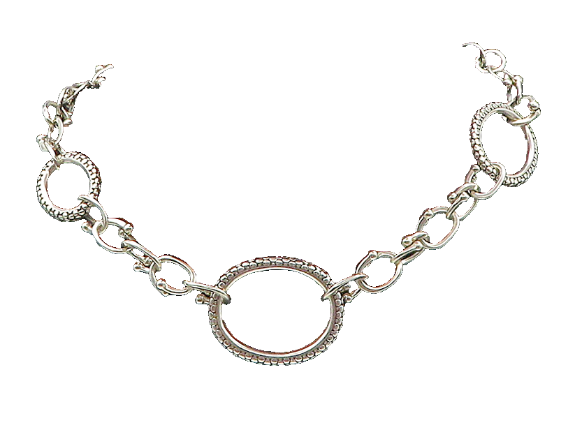 MICHAEL DAWKINS 925 Silver  Vintage Shiny Cobble Detail Chain Necklace  NE2890