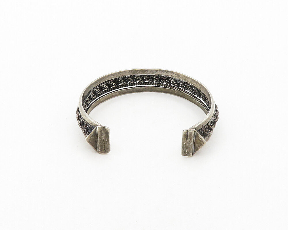 AYB MEXICO 925 Sterling Silver Vintage Dark Tone Rope Twist Cuff Bracelet BT7948