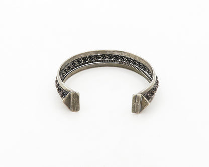 AYB MEXICO 925 Sterling Silver Vintage Dark Tone Rope Twist Cuff Bracelet BT7948