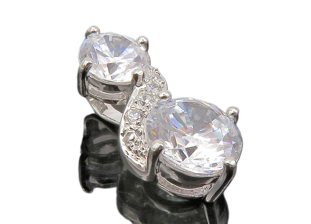 ROSS SIMON 925 Silver  Sparkling Cubic Zirconia 2 Stone Swirl Pendant  PT11461