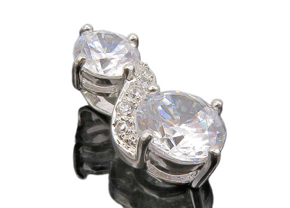 ROSS SIMON 925 Silver  Sparkling Cubic Zirconia 2 Stone Swirl Pendant  PT11461
