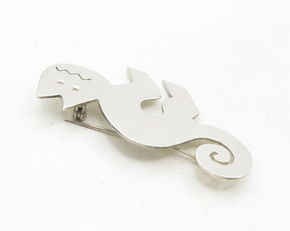 ANDES 925 Sterling Silver  Vintage Shiny Spiral Tailed Cat Brooch Pin  BP3414
