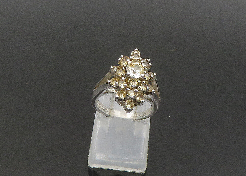 PANETTA 925 Silver  Vintage Topaz Cluster Floral Cocktail Ring Sz 5  RG21891