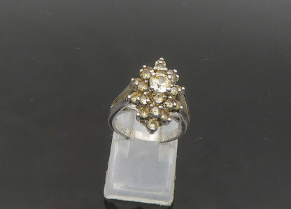 PANETTA 925 Silver  Vintage Topaz Cluster Floral Cocktail Ring Sz 5  RG21891
