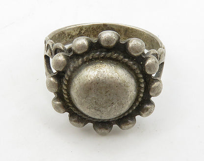 925 Sterling Silver  Vintage Floral Dome Dark Tone Band Ring Sz 6  RG16257