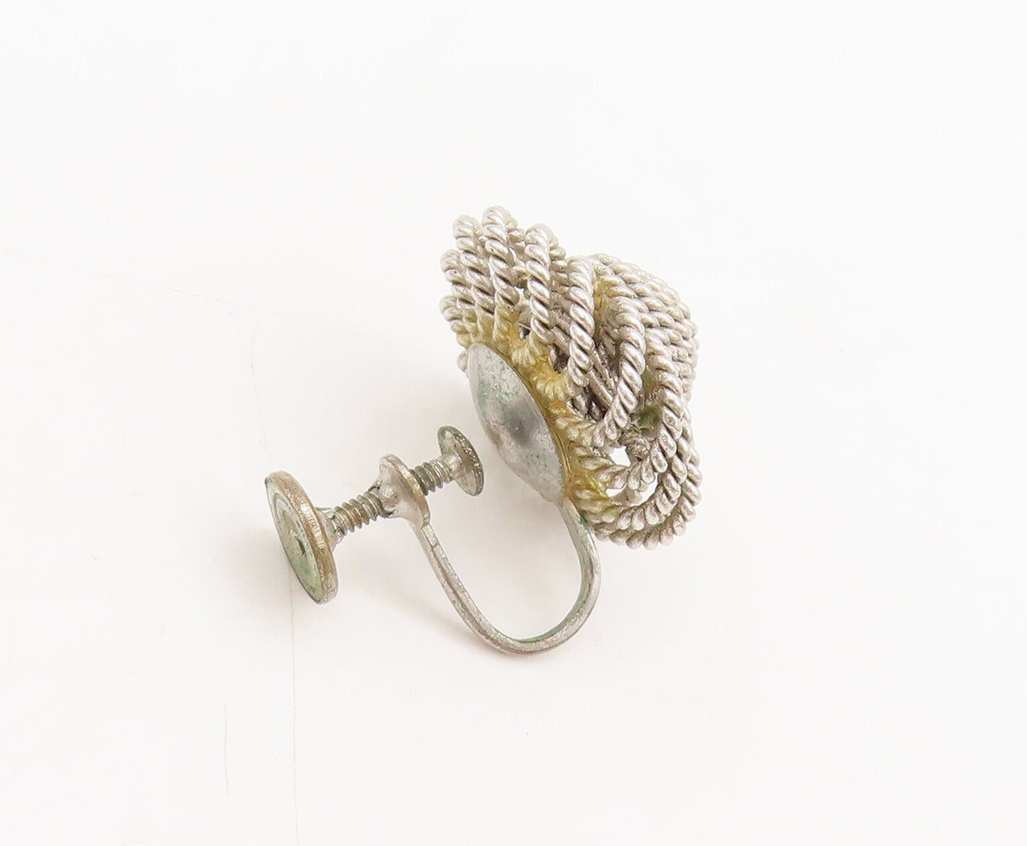 925 Sterling Silver  Vintage Twisted Rope Flower Screw Back Earrings  EG12629