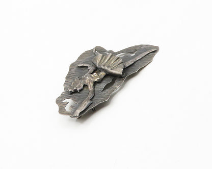 925 Sterling Silver  Vintage Oxidized Ballerina Sculpted Brooch Pin  BP6813