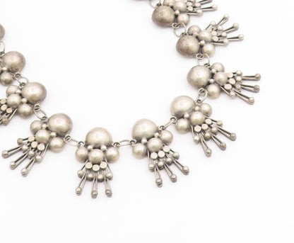 925 Sterling Silver Vintage Necklace TAXCO Doll Motif Statement Chain  NE4886