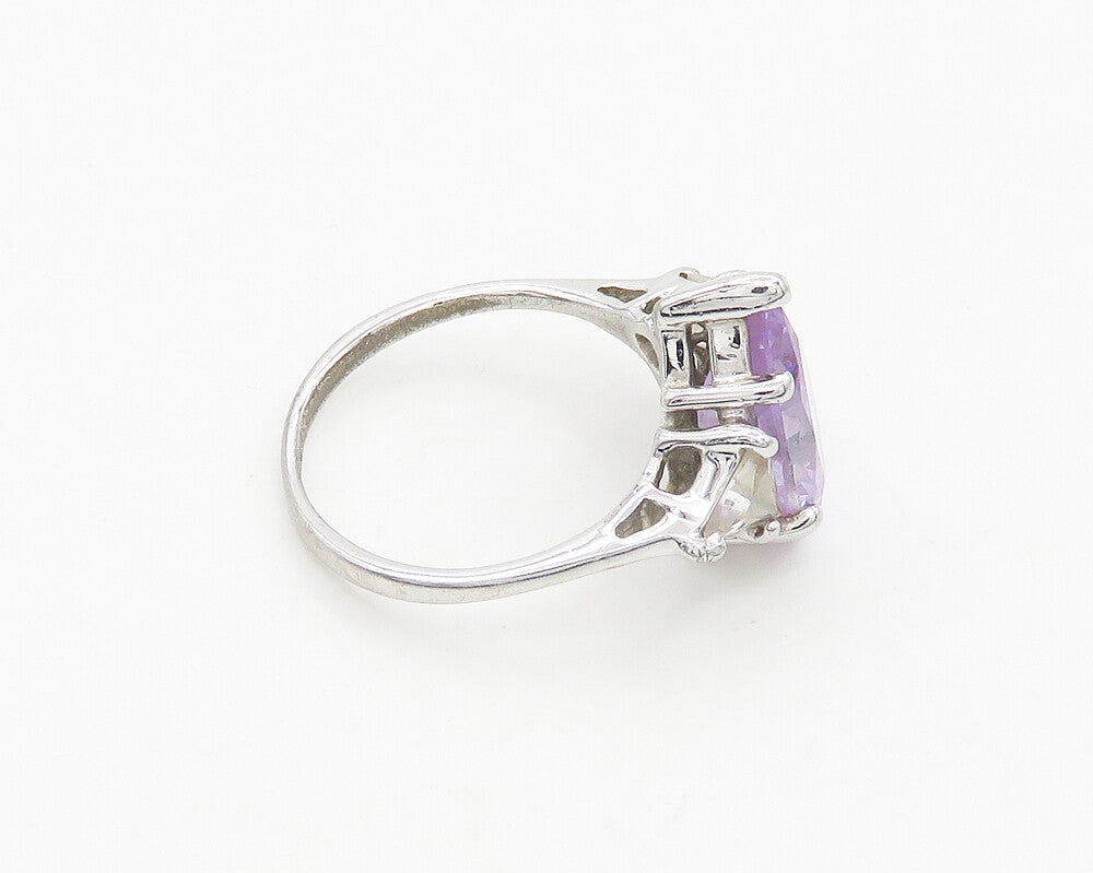 UNCAS 925 Silver  Vintage Purple Cubic Zirconia Cocktail Ring Sz 8  RG19504