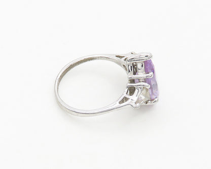 UNCAS 925 Silver  Vintage Purple Cubic Zirconia Cocktail Ring Sz 8  RG19504