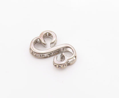 925 Sterling Silver  Vintage Genuine Diamonds Infinity Heart Pendant  PT17161
