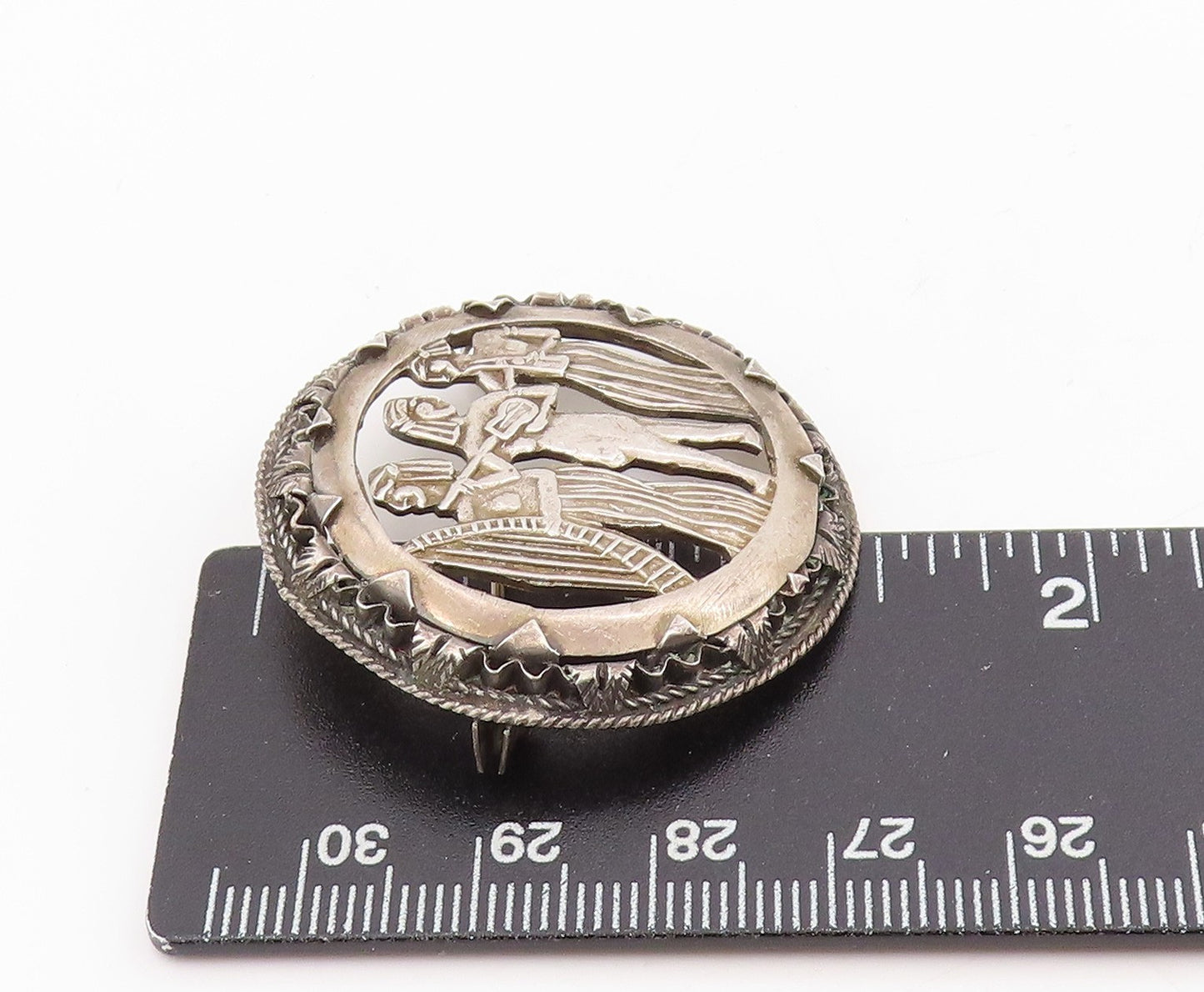 925 Sterling Silver Vintage Brooch Middle East Egyptian Musicians Pin  BP12041