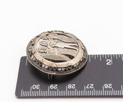 925 Sterling Silver Vintage Brooch Middle East Egyptian Musicians Pin  BP12041