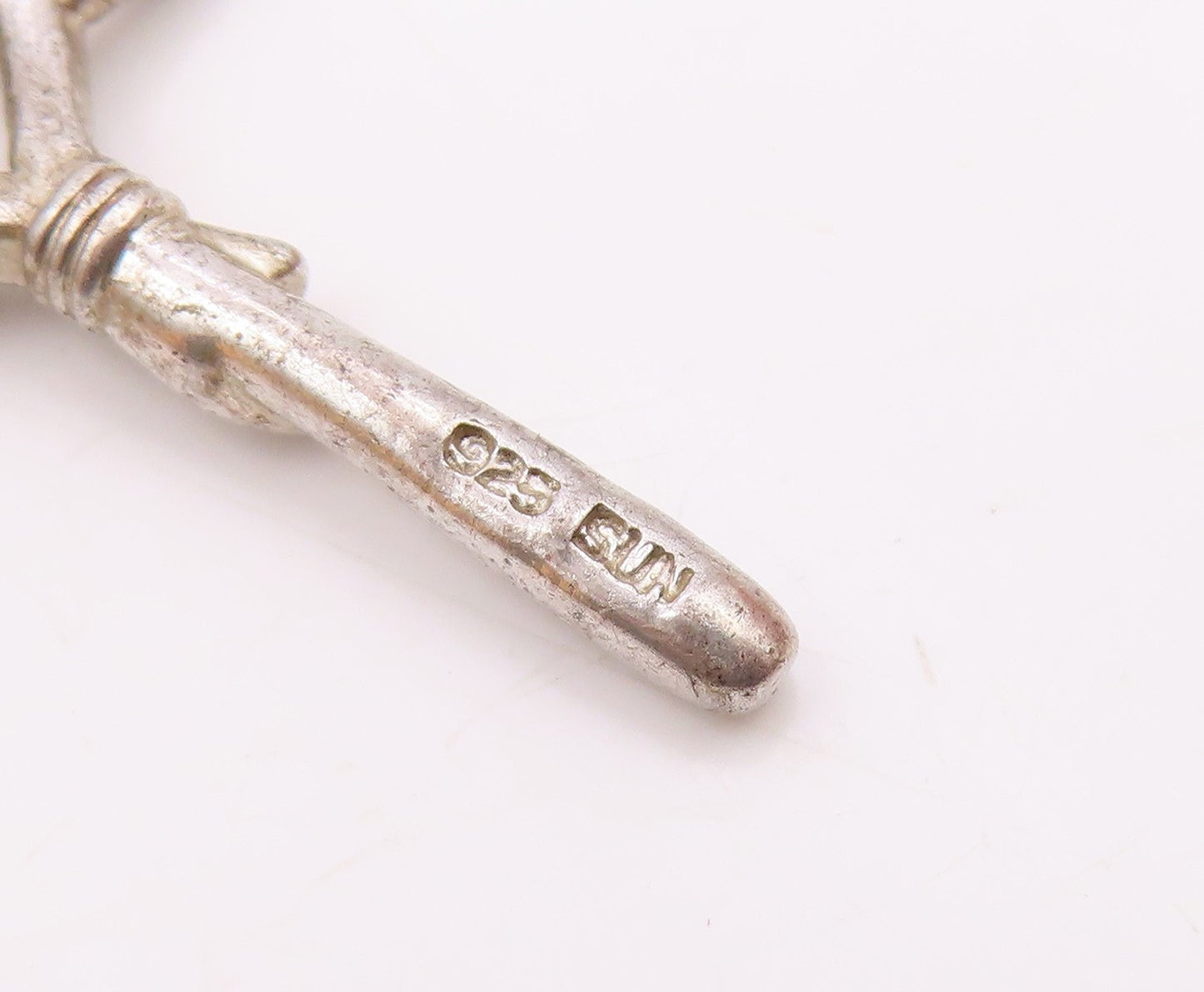 925 Sterling Silver  Vintage Genuine Diamonds Heart Cross Pendant  PT17912
