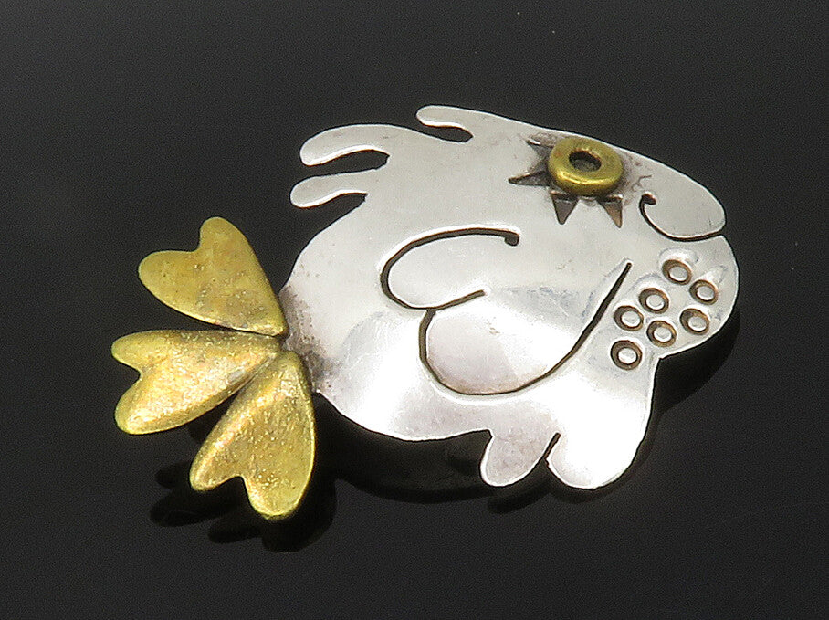 FAR FETCHED 925 Sterling Silver  Vintage Two Tone Fish Brooch Pin  BP5770