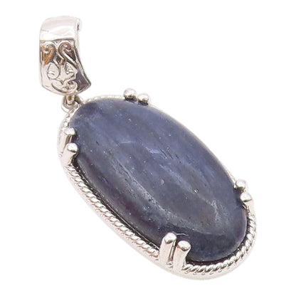 KARIS 925 Sterling Silver  Cabochon Cut Sodalite Shiny Oval Pendant  PT7228