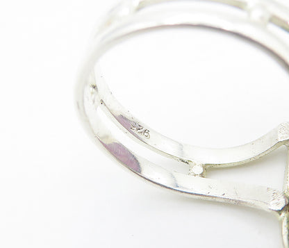 925 Sterling Silver  Cabochon Cut Gemstone Shiny Cocktail Ring Sz 7  RG8508
