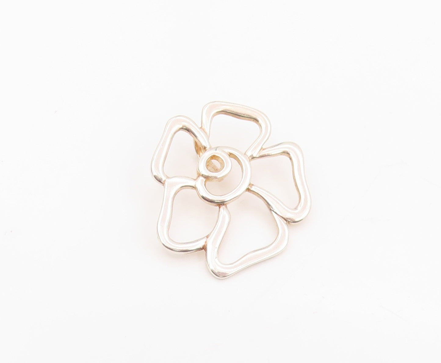 925 Sterling Silver Vintage Pendant Modernist Daisy Flower Outline  PT25652