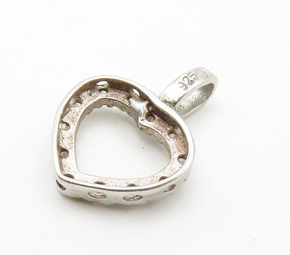 925 Sterling Silver  Vintage Petite Topaz Open Love Heart Pendant  PT12035
