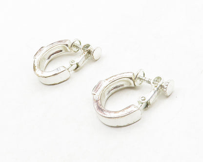 NAPIER 925 Sterling Silver  Vintage Black Onyx Non Pierce Hoop Earrings EG6877