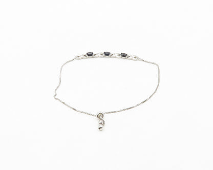 925 Silver  Vintage Sapphire Shiny XO Hugs & Kisses Chain Bracelet  BT7890