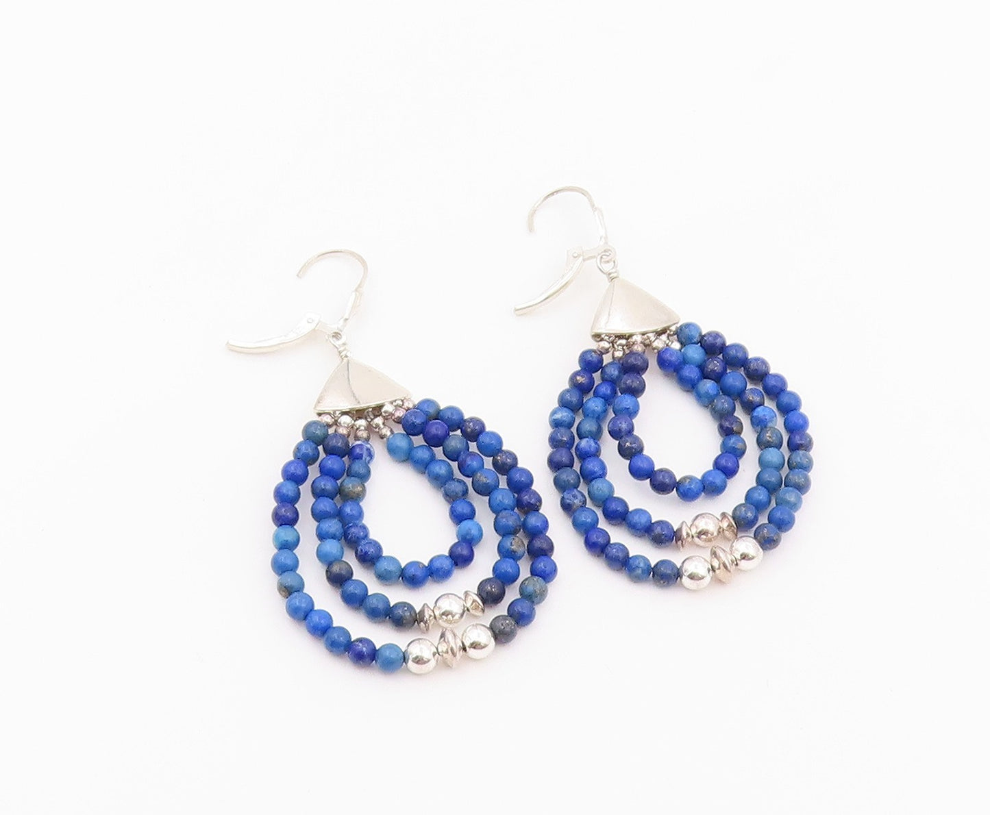 925 Sterling Silver Vintage Earrings DTR JAY KING Lapis Lazuli Dangle  EG14459