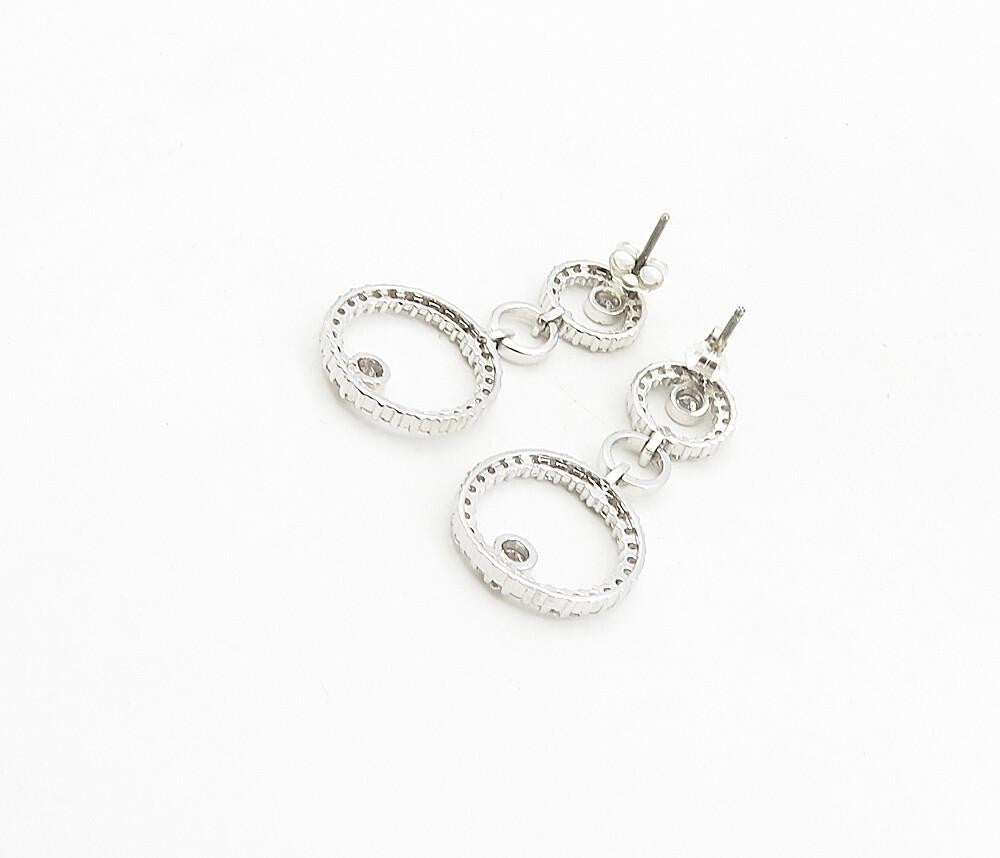 925 Sterling Silver  Sparkling Cubic Zirconia Linked Dangle Earrings  EG4571