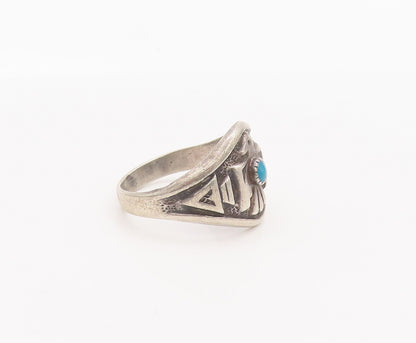 925 Sterling Silver Vintage Ring NAVAJO Carved Lazuli Tribal Bird Sz 7  RG27780