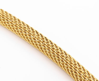 925 Sterling Silver Vintage Necklace Gold Plated Intricate Woven Mesh  NE4817