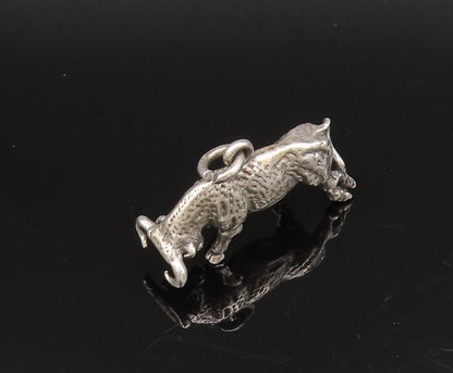 925 Sterling Silver  Vintage Sculpted Charging Bull Drop Pendant  PT21786