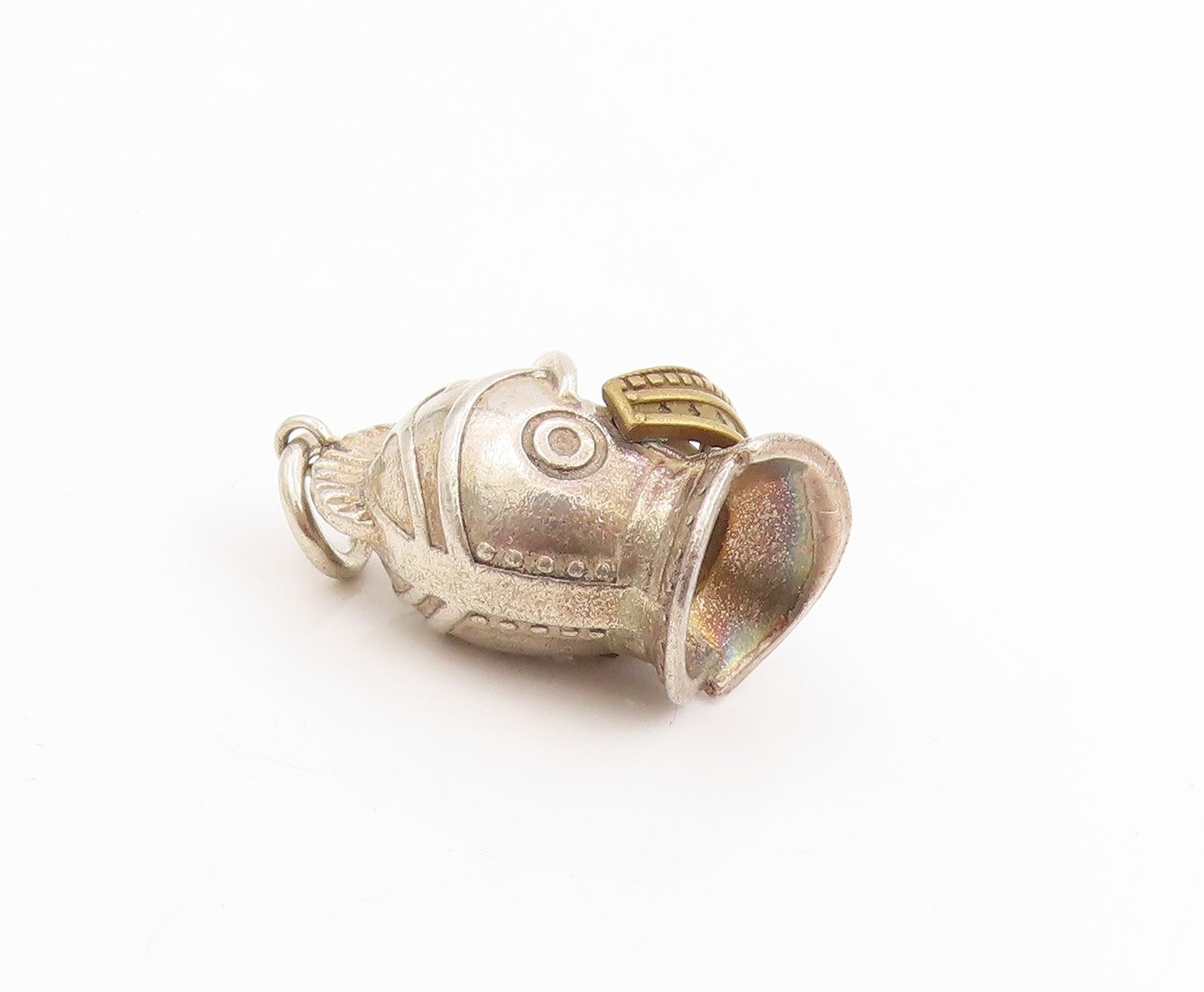 925 Sterling Silver Vintage Pendant Ancient Roman Gladiator Helmet Charm PT25276