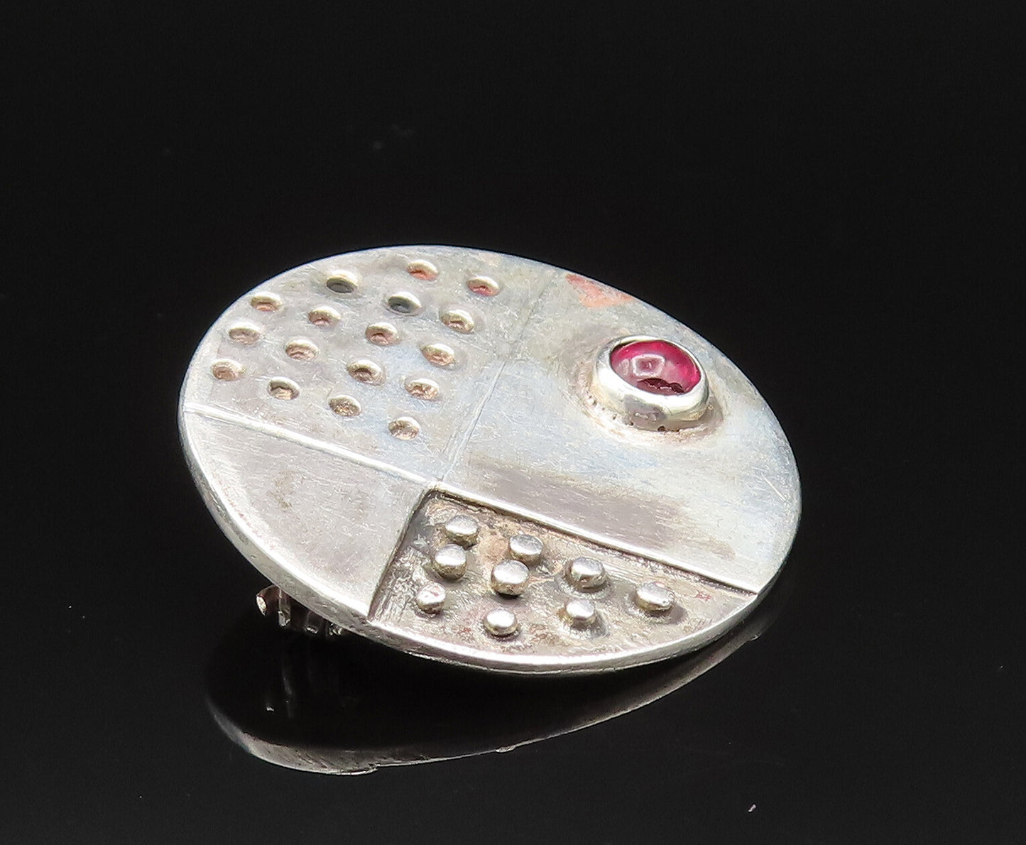JW ENGLAND 925 Silver  Vintage Beads & Holes Chalcedony Brooch Pin  BP9664