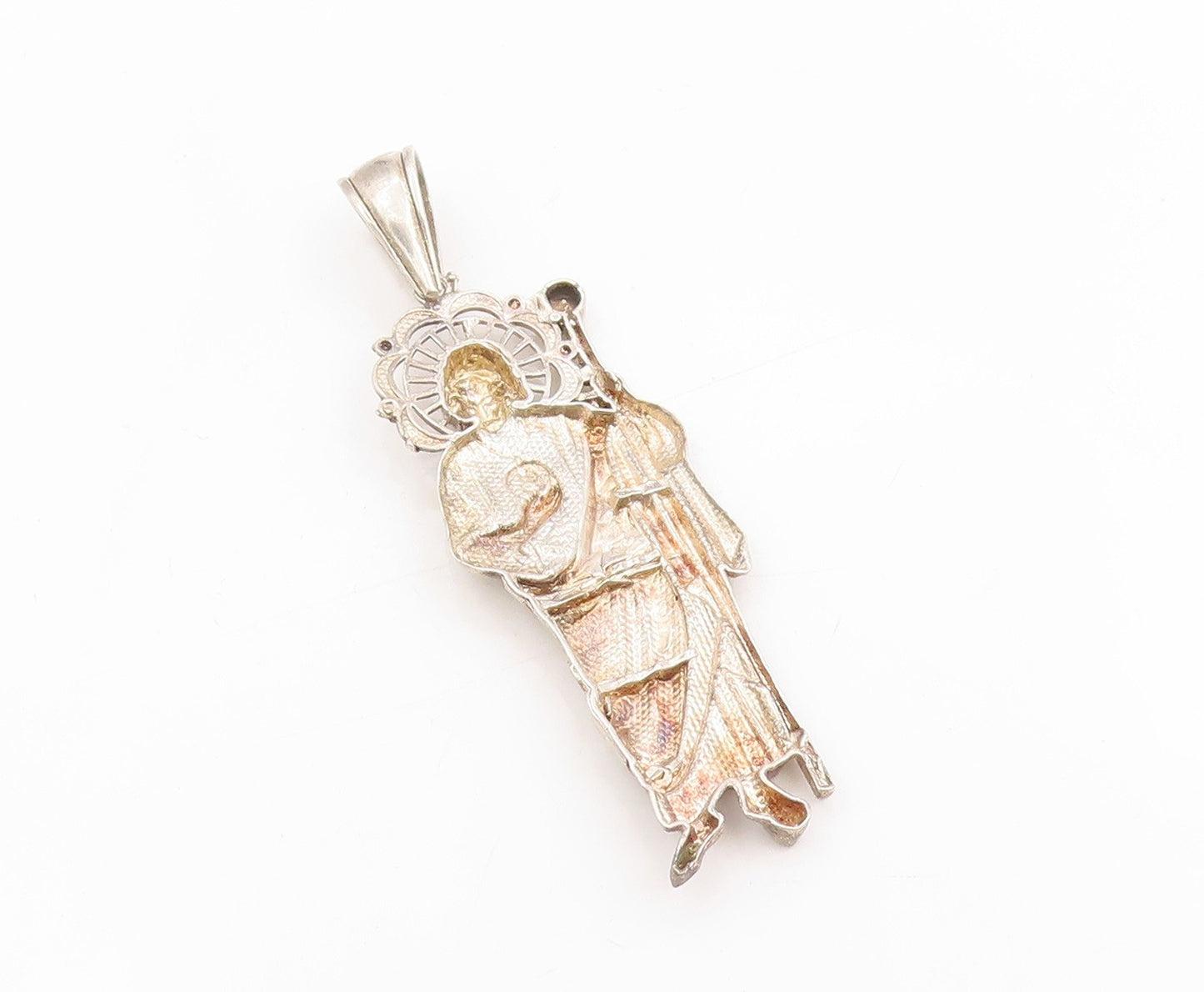 925 Sterling Silver Vintage Pendant Catholic Saint Jude Religious Locket PT25431