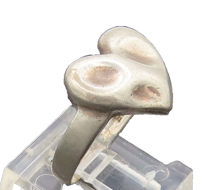 925 Sterling Silver Vintage Ring Designer Dented Puffed Heart Sz 7  RG27687