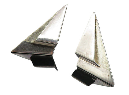 MEXICO 925 Silver   Vintage Modernist Design Non Pierce Drop Earrings  EG4406